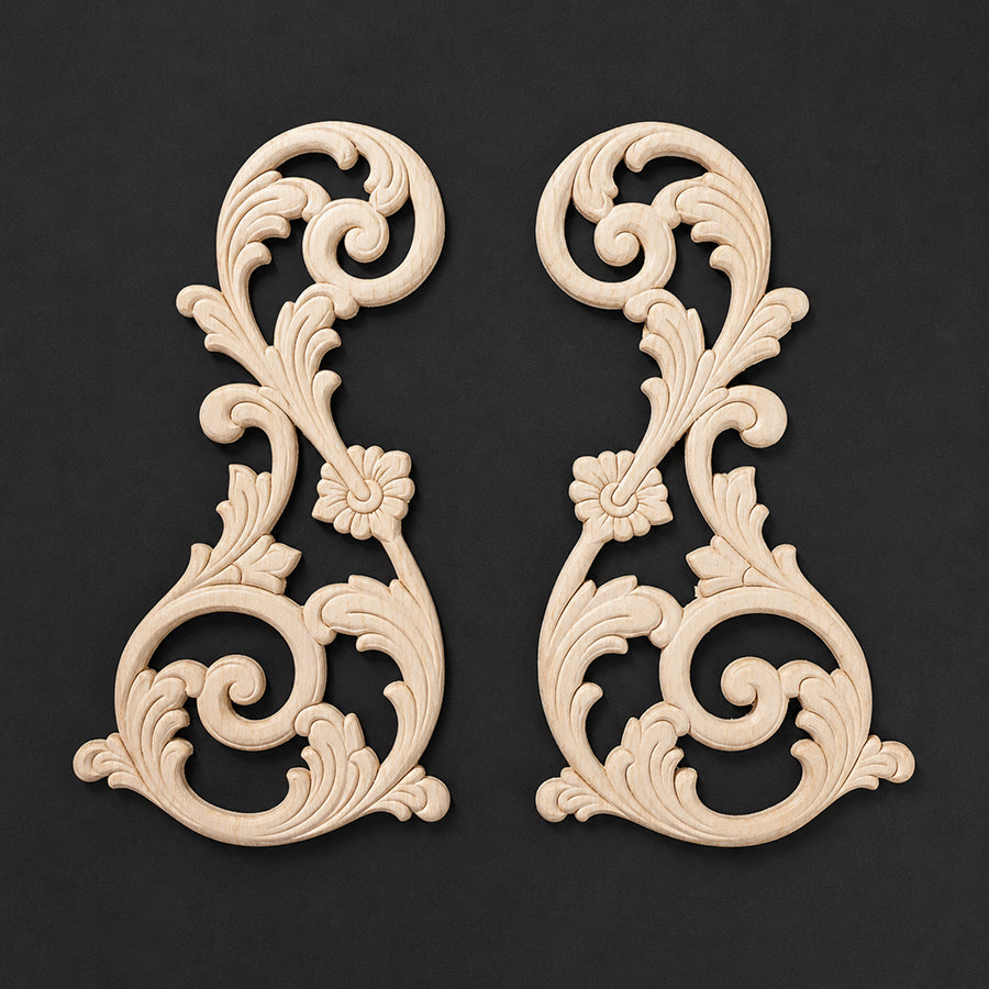 Ornate Floral Scroll Appliques (Pair) - Scrolls & Flourishes