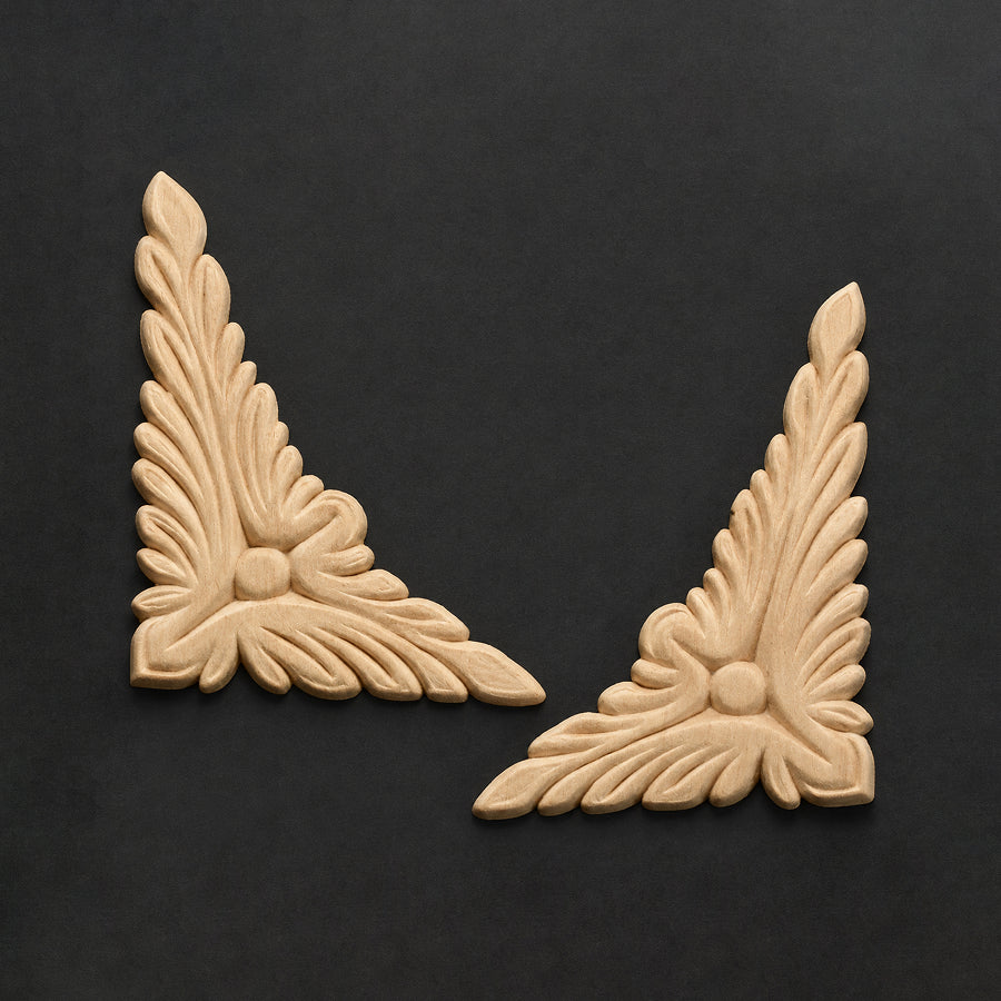 Scrolling Leaf Corner Appliques (Pair) - Leaves & Acanthus