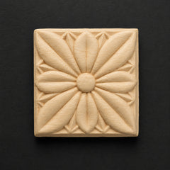 Carved Square Flower Tile Onlay (Pack of 3) - Rosettes & Flowers