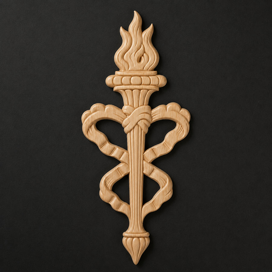 Flaming Torch Finial Applique - Figurals & Heraldic