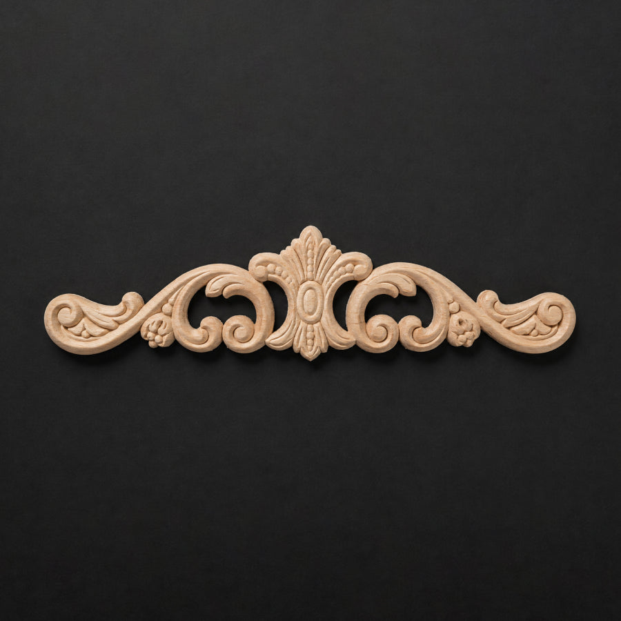 Compact Scroll Pediment Applique - Scrolls & Flourishes