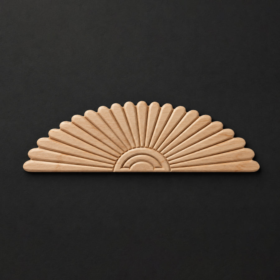 Wide Fan Pediment Applique - Scrolls & Flourishes