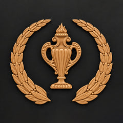 Urn and laurel carved wood applique set
